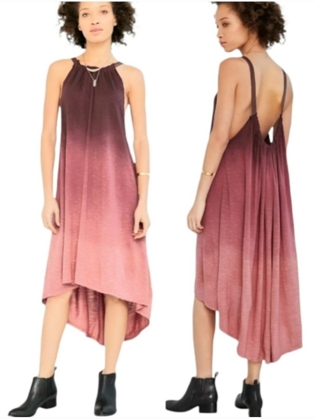 UO Ecote Hazelene High/Low Ombre Midi Dress Sz XS